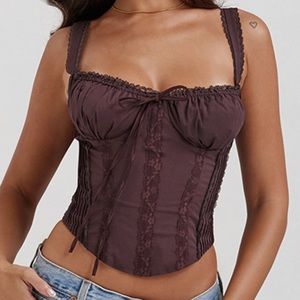 Gini RICH BROWN LACE BACK CORSET House of CB